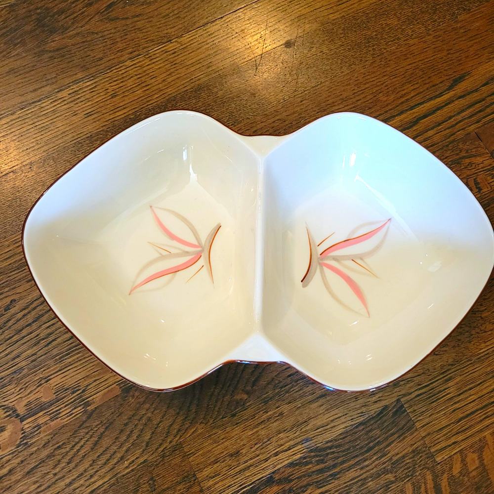 Vintage Winfield China Dragon Flower Divided Serving Bowl 13" MCM California